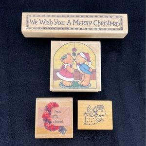 Rubber Stamps x 4 (Christmas Wishes)